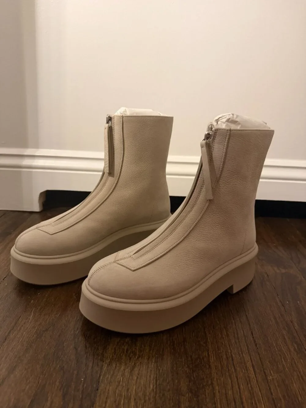 The Row Zipped Boot in Beige US Size 8.5 IT Size 38.5 NWT